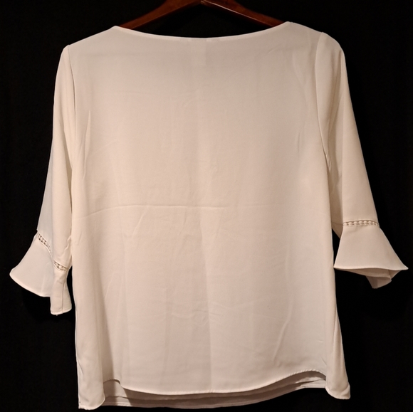 H&M White Flutter Sleeve Blouse Women's Size 10 - Picture 2 of 8